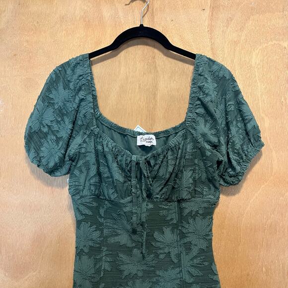 Lavender Moon Dress Size Small Juniors Burnout Floral Jade Green Keyhole Bodice - Picture 3 of 9